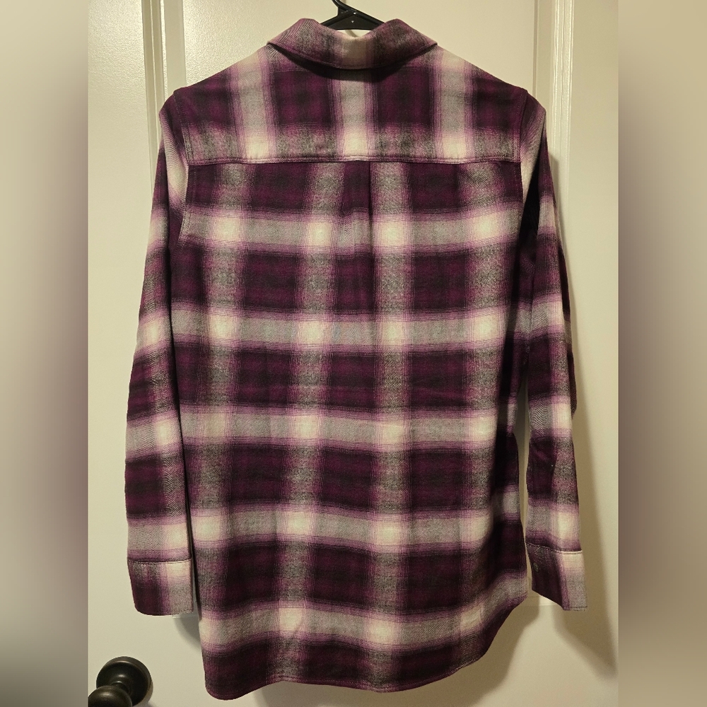 Eddie Bauer Firelight Flannel Blackberry Plaid Petite Small - Picture 2 of 9